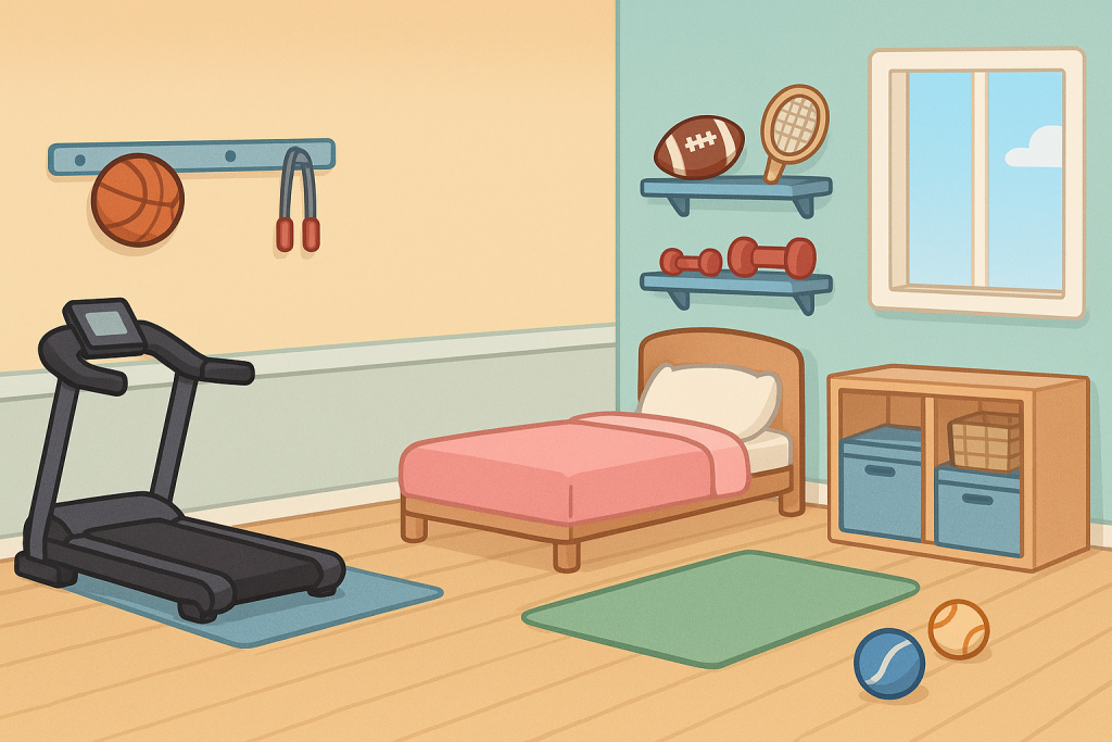 Toca Boca House Ideas — Bedroom, Kitchen & Playground Concepts 4 Toca Boca Activity Room with Treadmill and Sports Toys