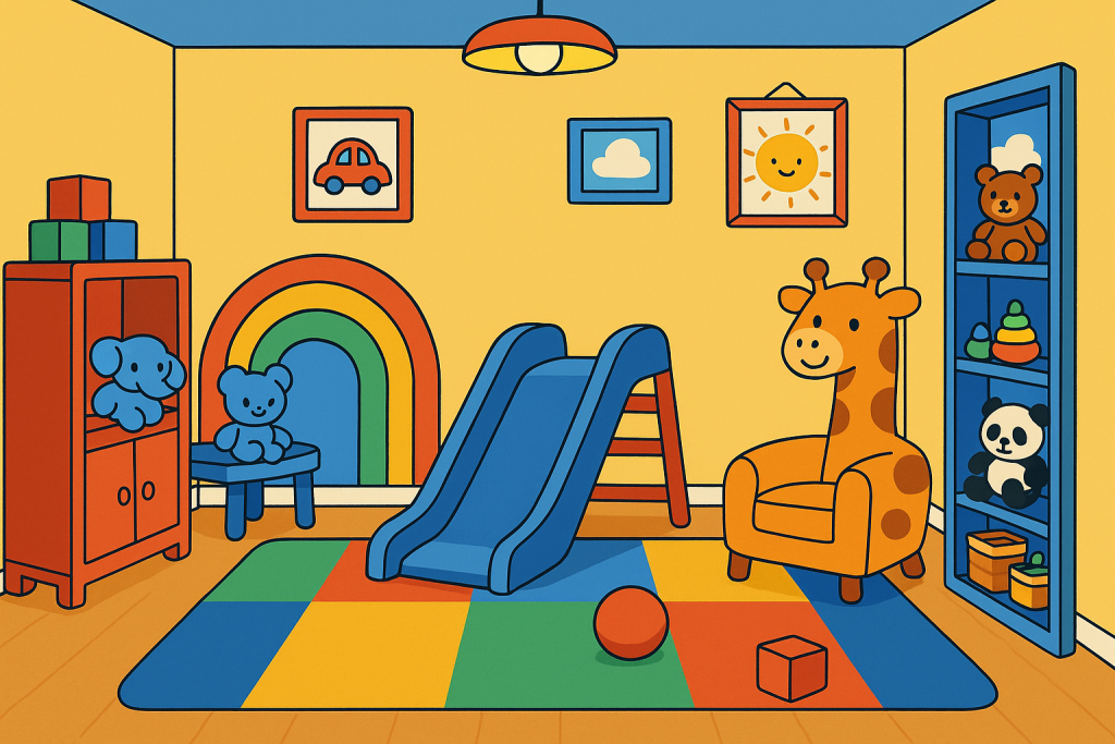 Toca Boca House Ideas — Bedroom, Kitchen & Playground Concepts 5 Toca Boca Cartoon Playroom with Slide and Colorful Toys